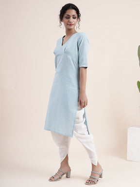 Sky Blue Inverted 'V' empire line kurta