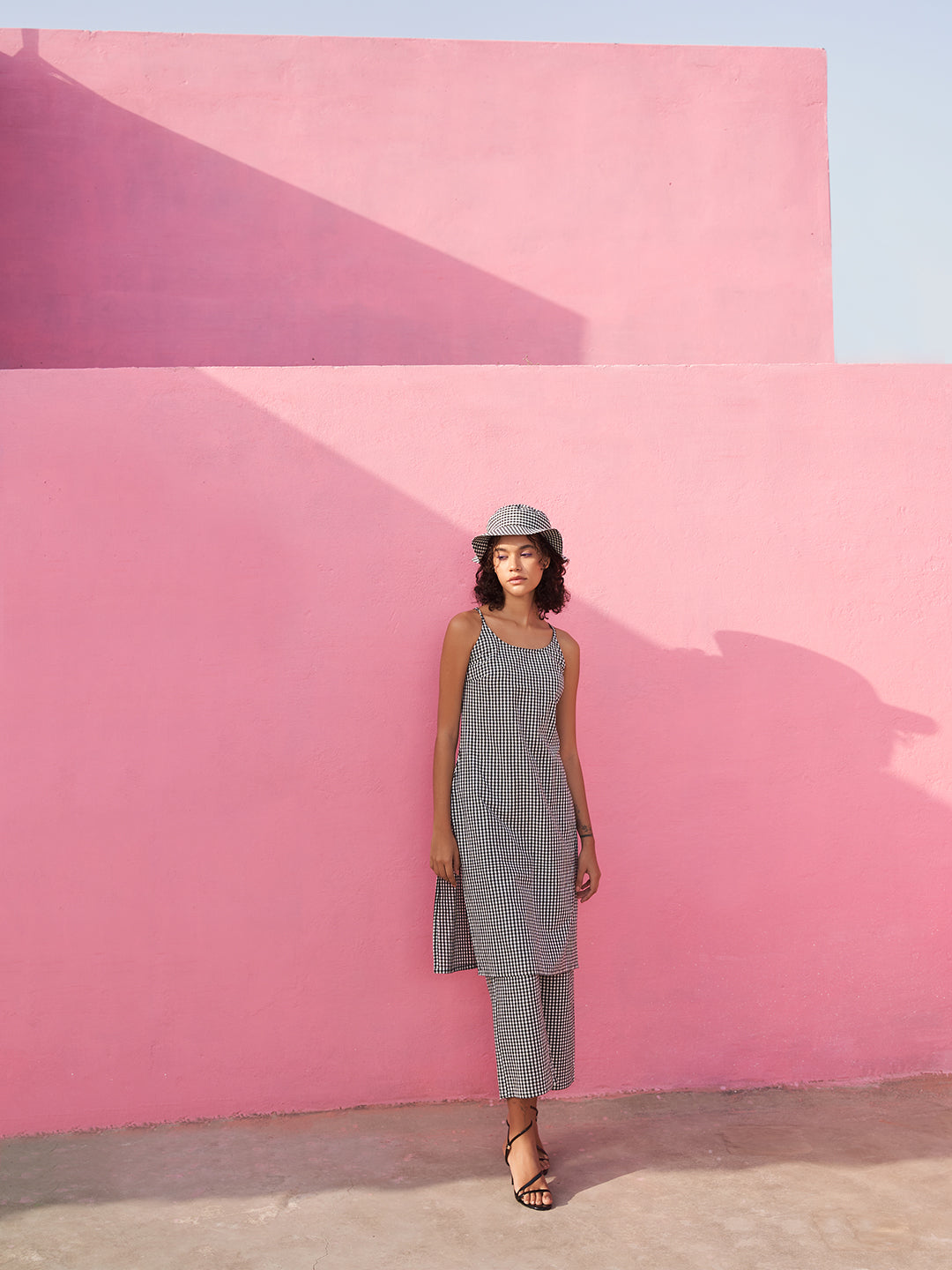 Strappy Gingham Checks Kurta Set