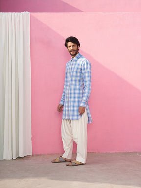 Classic collar blue kurta with dhoti pants