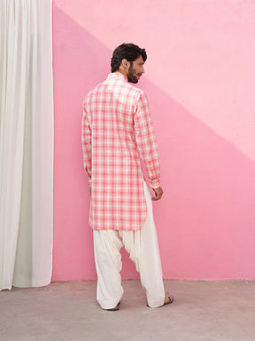 Classic collar pink kurta Set