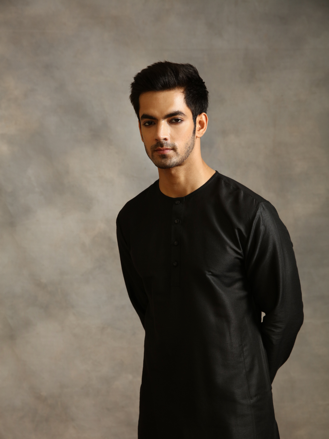 Banarasi Straight kurta-metallic black