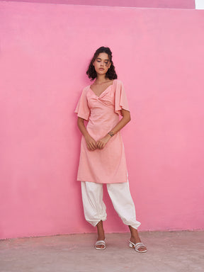 Knotted Kurta Set with Bell Sleeves
