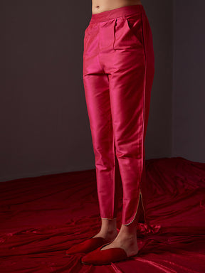 Curved U hem pants -Fuschia Pink