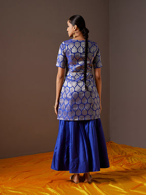 Banarasi zari kurta with contrasting Sharara.