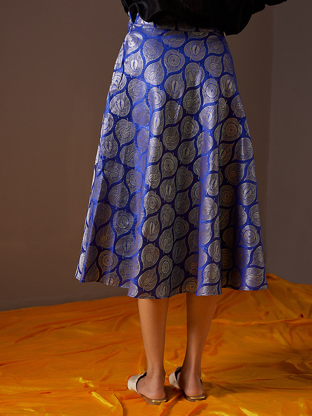 Banarasi zari circular skirt- Imperial blue