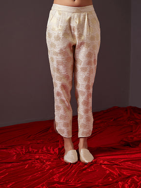 White  Gold Banarasi Brocade Jacket Set Design by Gg by asha gautam at  Pernias Pop Up Shop 2023