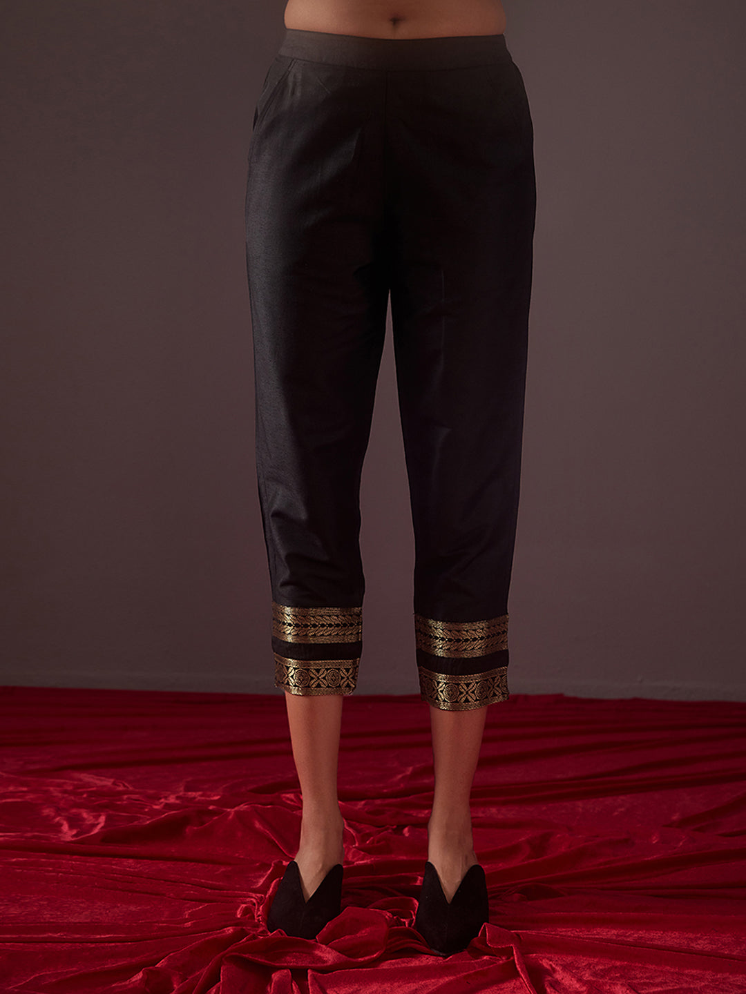 Overlapped zari Banarasi Circular Kurta with pegged pants