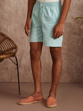 Elasticated twill shorts- Sky Blue