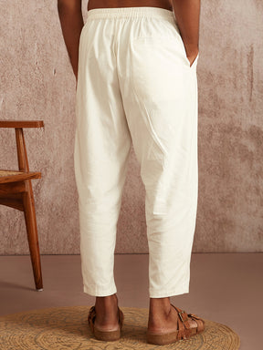 Relaxed fit pleated pants-White