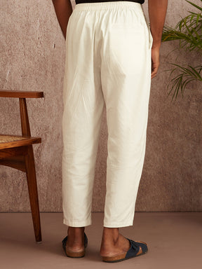 Relaxed fit pleated pants-White