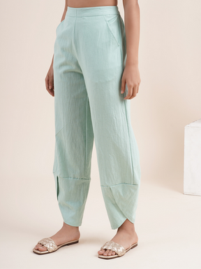 Mint green- overlapped hem pants