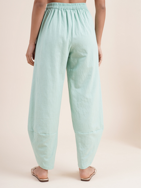 Mint green- overlapped hem pants