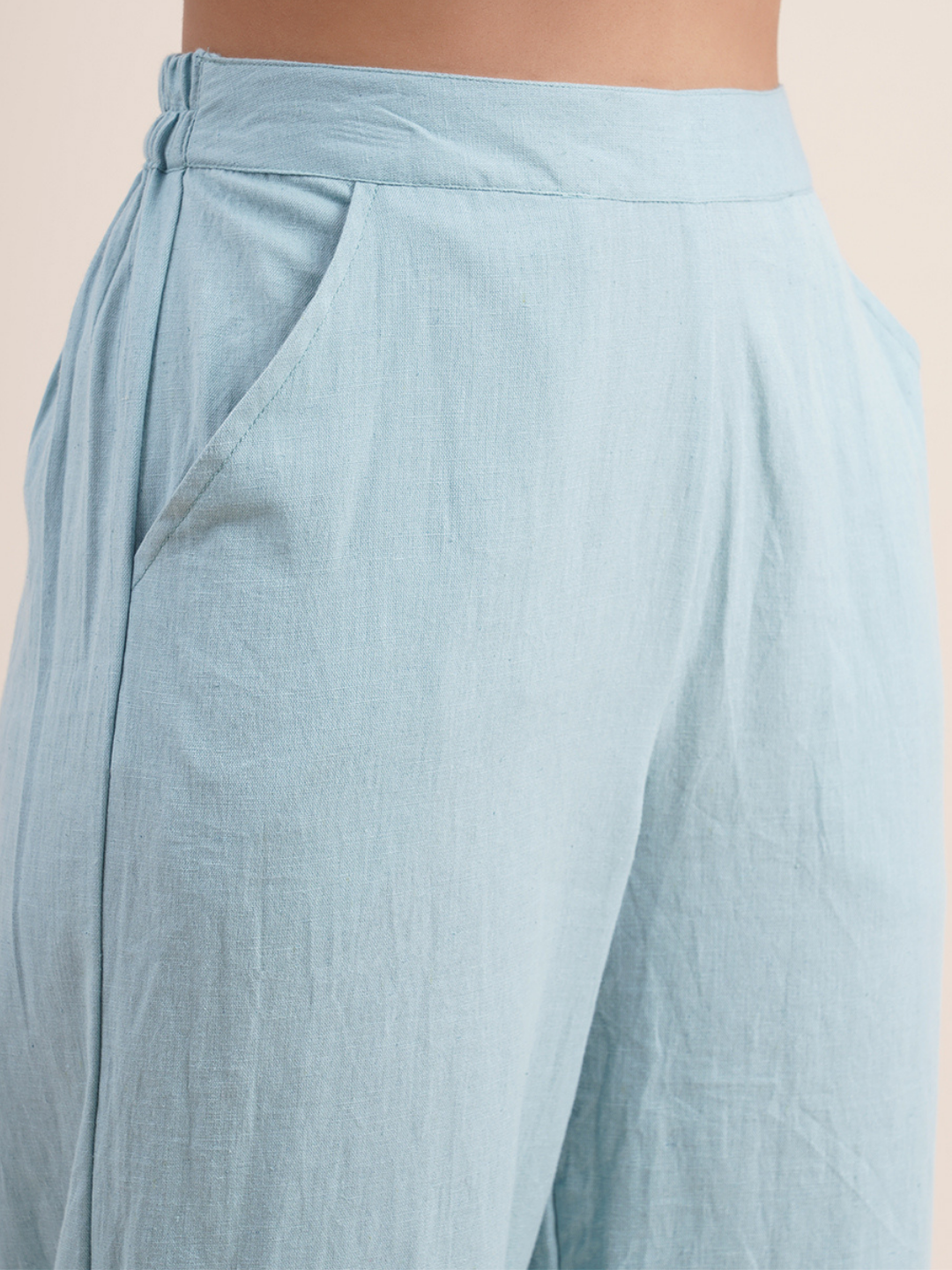 Sky blue- overlapped hem pants