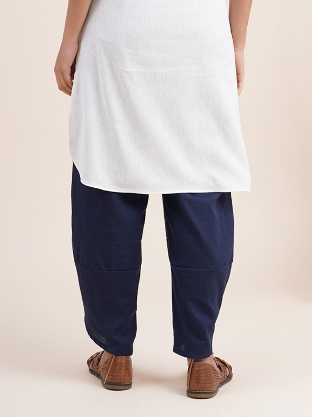 Navy Blue- overlapped hem pants