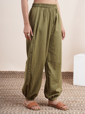 Olive Green Pathani Pants