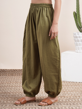Olive Green Pathani Pants