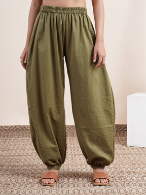 Olive Green Pathani Pants