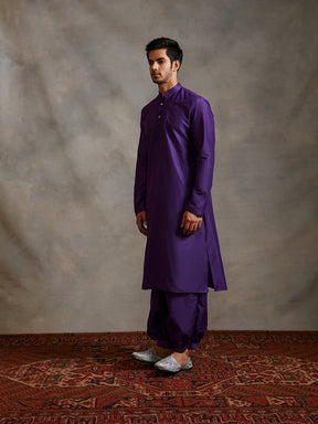 Banarasi kurta with Mandarin collar-Royal purple