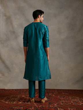 Banarasi straight kurta Set  - teal blue