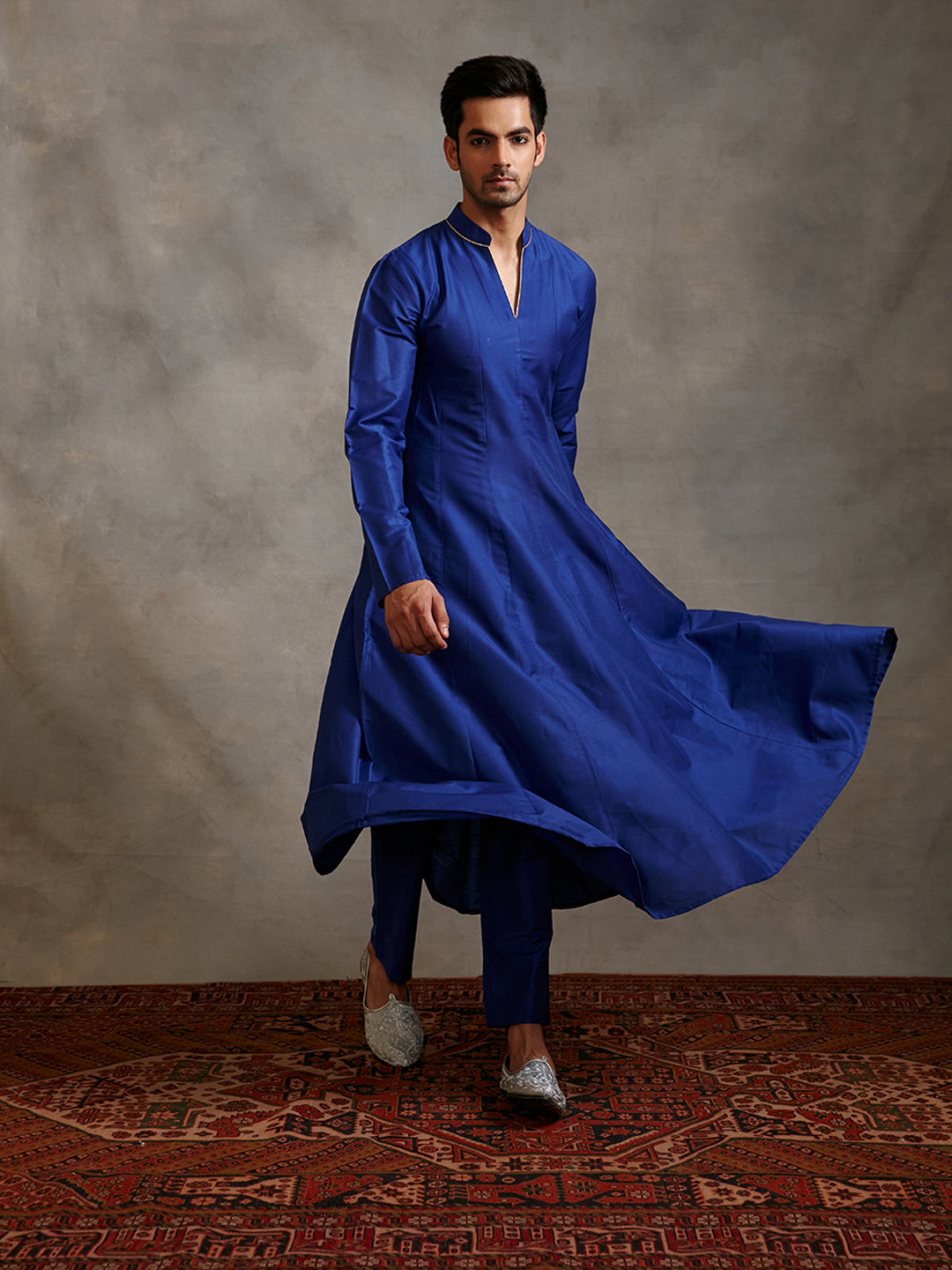Banarasi paneled Anarkali kurta-imperial Blue