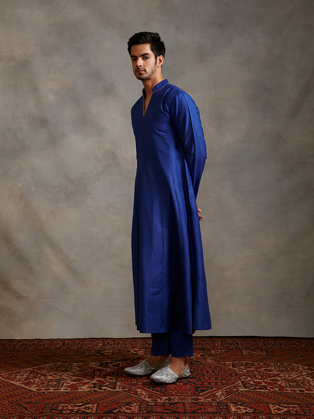 Banarasi paneled Anarkali kurta-imperial Blue