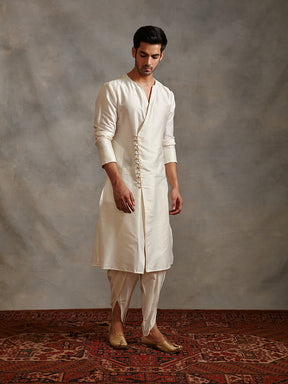 Overlapped Banarasi kurta Set - Ivory