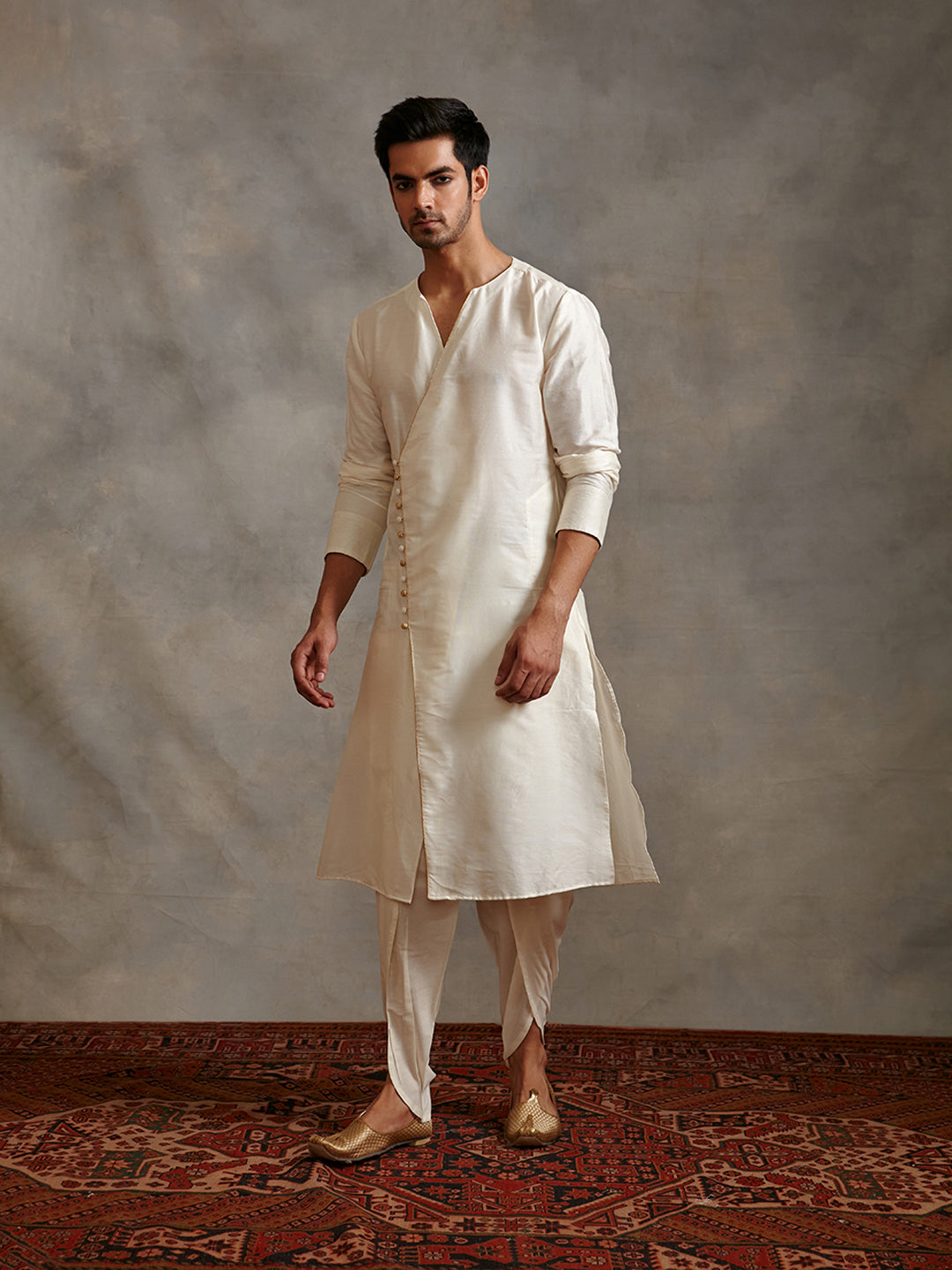 Overlapped Banarasi kurta Set - Ivory