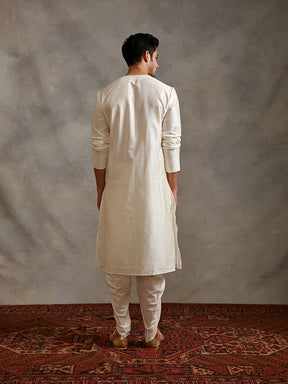 Overlapped Banarasi kurta Set - Ivory