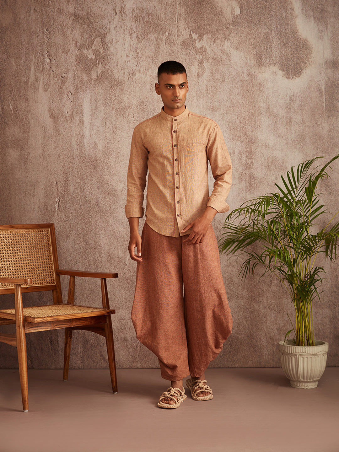 Rustic welt pocket shirt- Brown