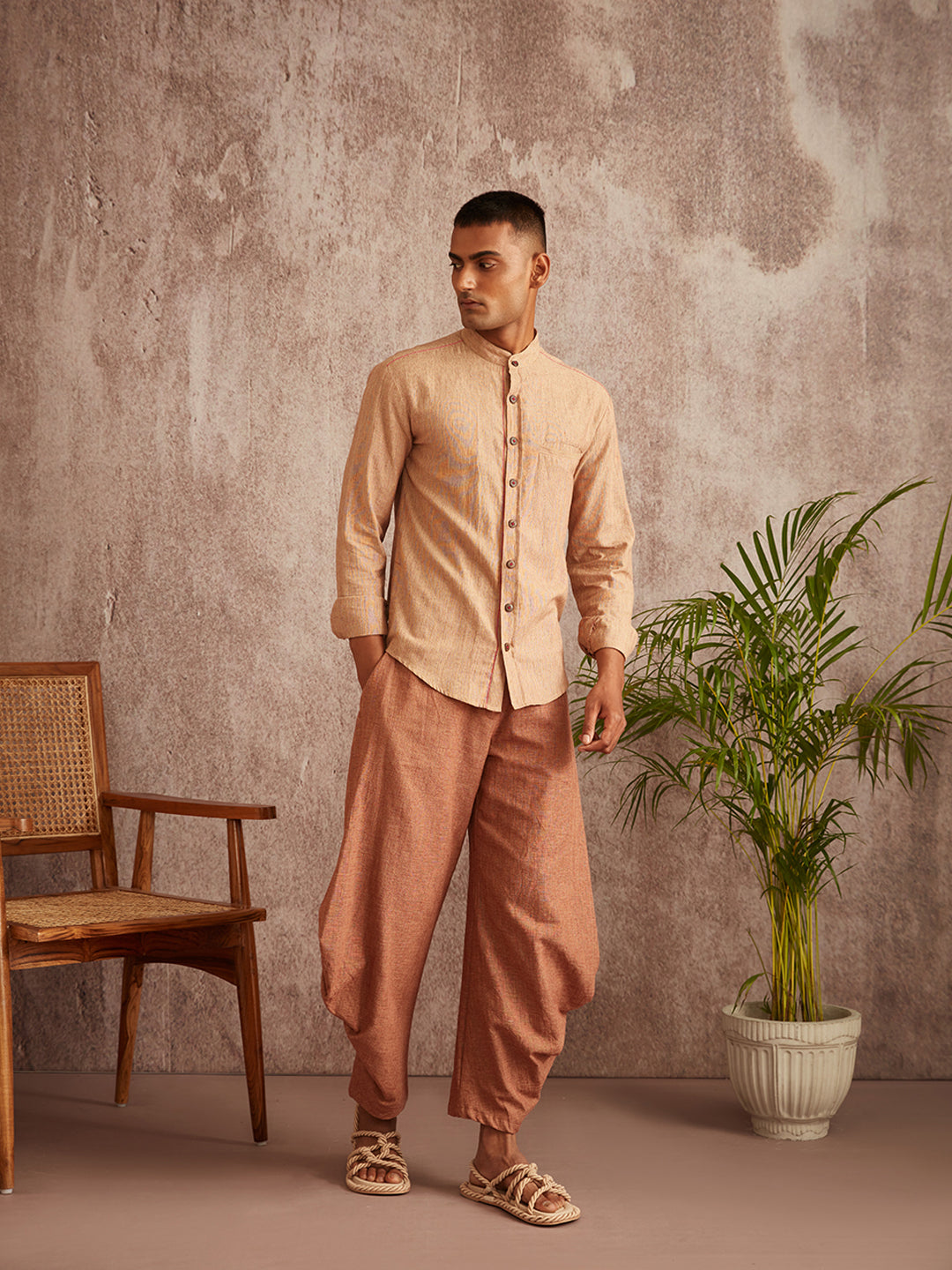 Rustic welt pocket shirt- Brown