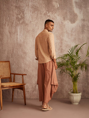 Rustic welt pocket shirt- Brown