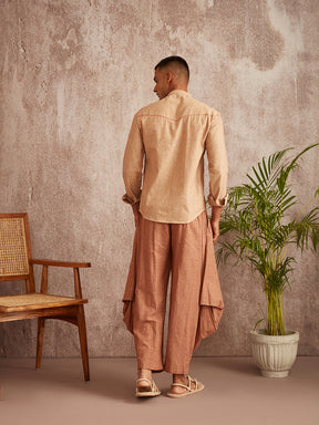 Rustic welt pocket shirt- Brown