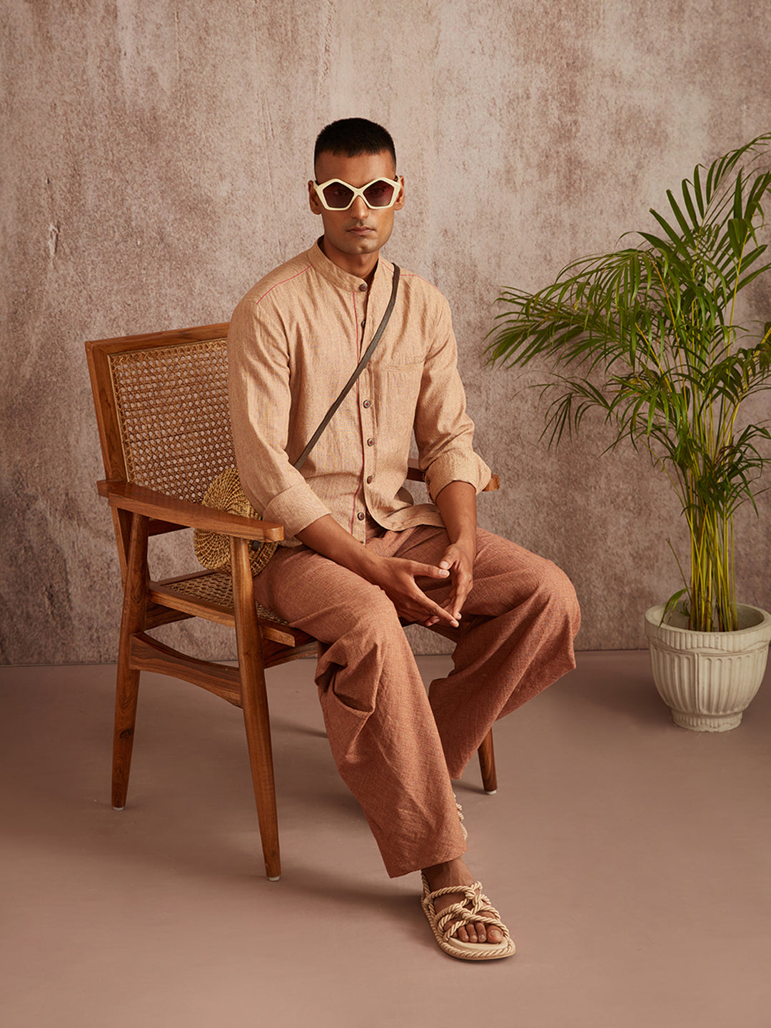 Rustic welt pocket shirt- Brown