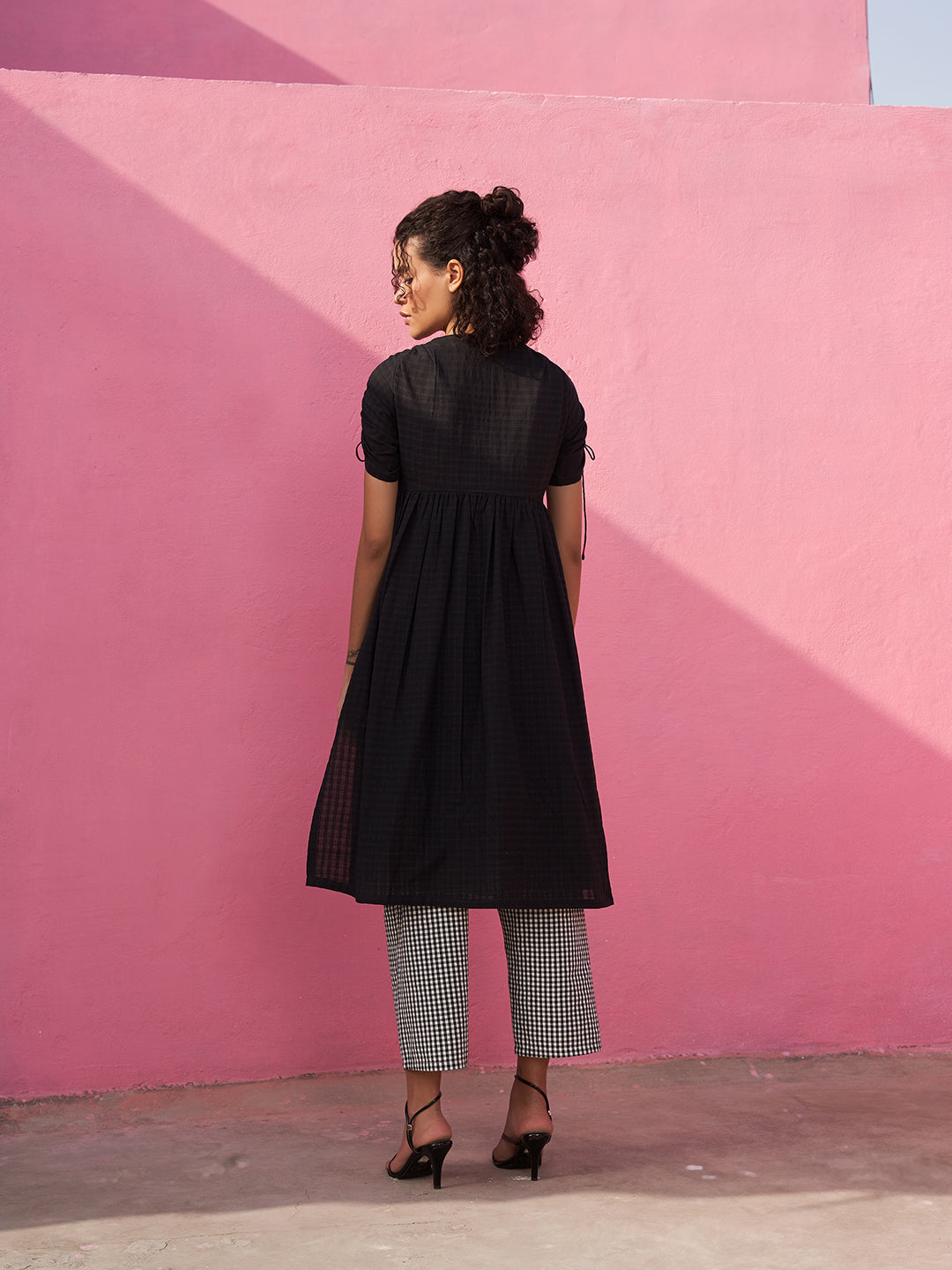 Self Check gathered Kurta with Strappy slip