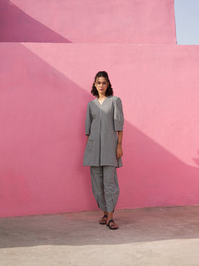 Box Pleated Gingham Checks Kurta