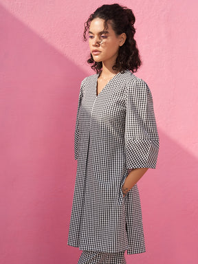 Box Pleated Gingham Checks Kurta