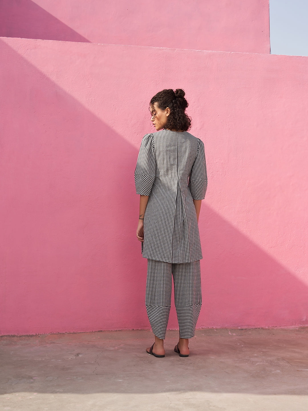 Box Pleated Gingham Checks Kurta