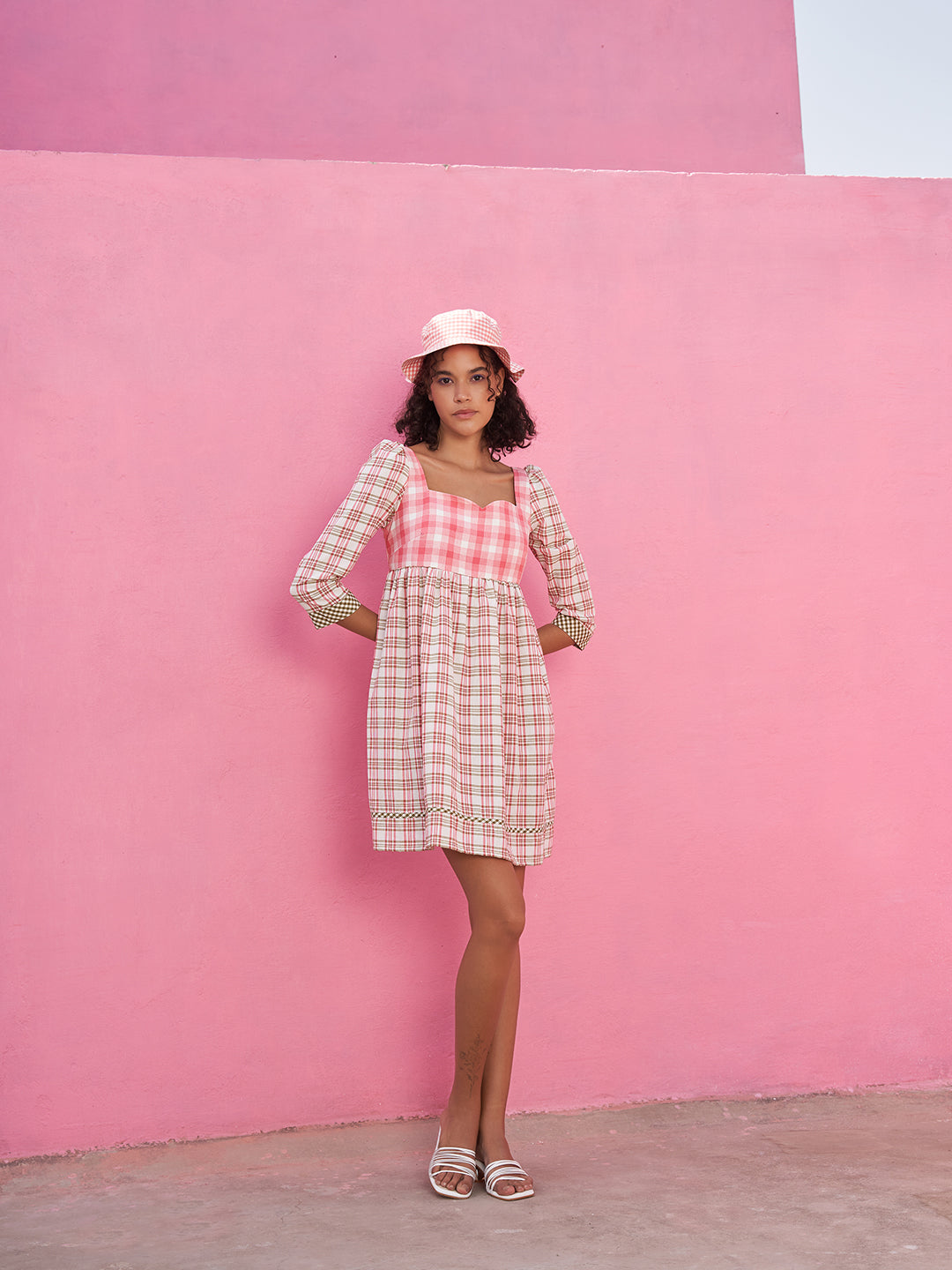 Flared Dress with Plaid Checks