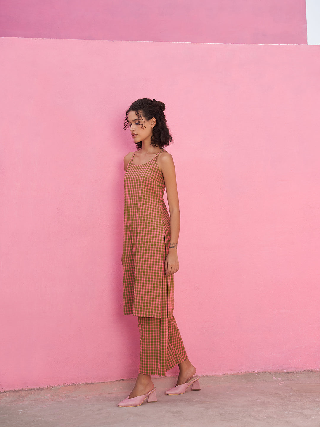 Strappy Gingham Checks Kurta