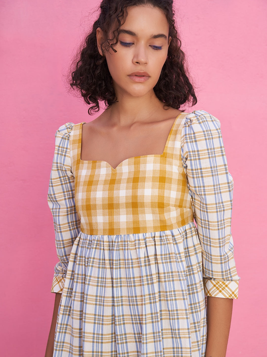 Flared Dress with Plaid Checks