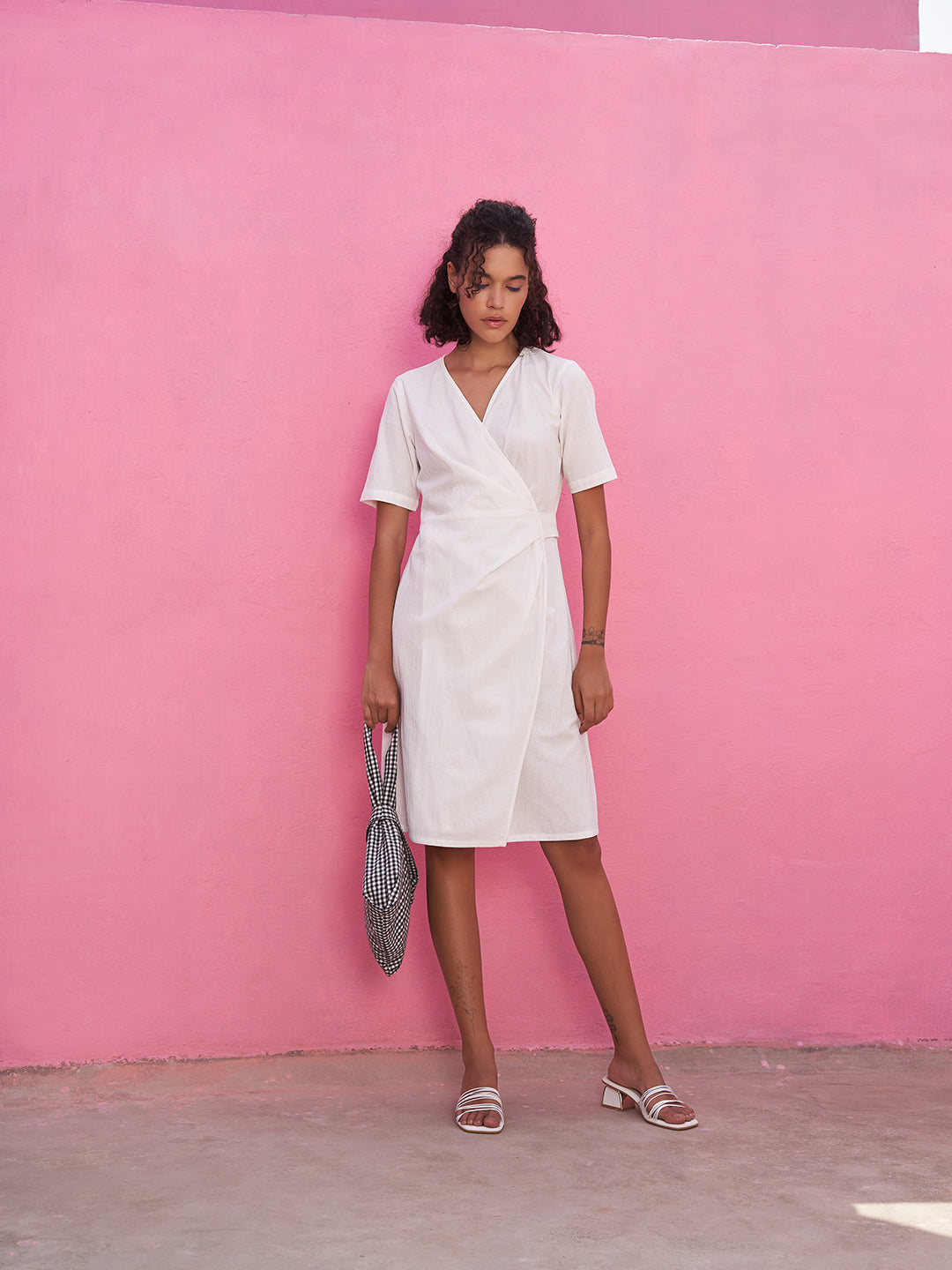 Wrap Around Dress in Cotton Gauze