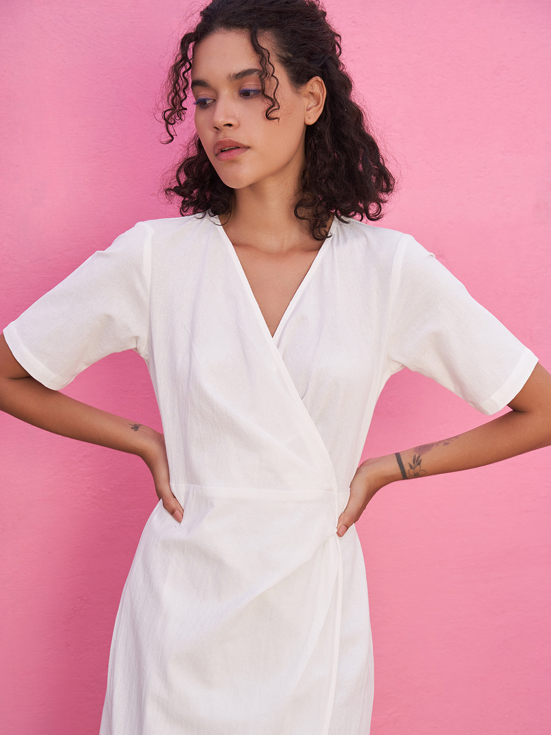 Wrap Around Dress in Cotton Gauze