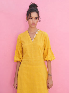Self Check Kurta with Fit and Puffed sleeves