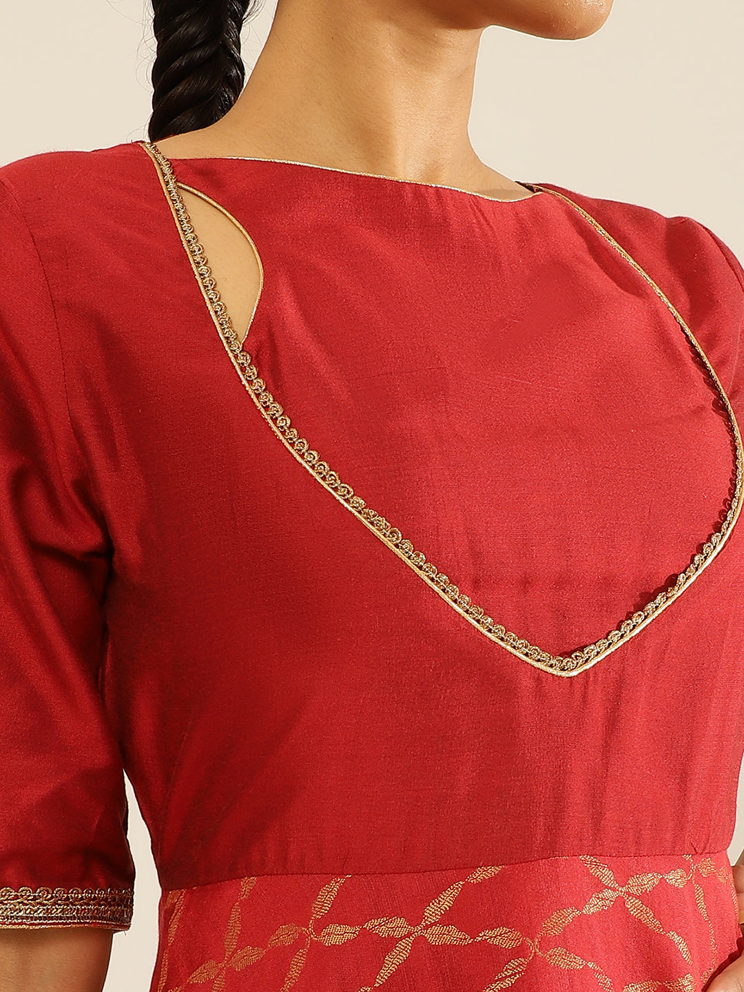 Awadh neck zari Banarasi Circular Kurta with churidar