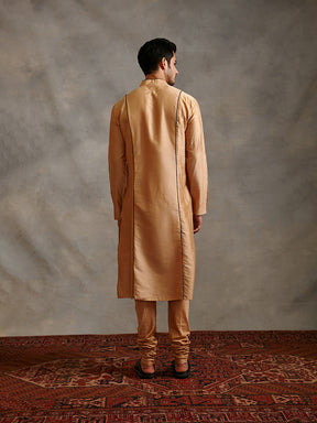 Banarasi straight kurta with contrasting detail- Sand beige
