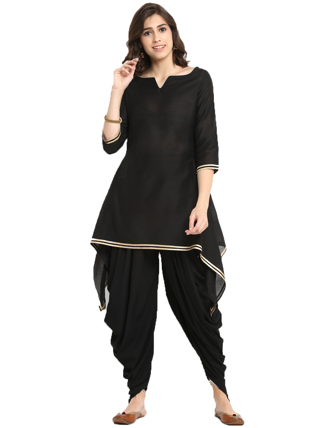 Black Banarasi Asymmetric Kurta