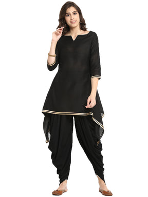 Black Banarasi Asymmetric Kurta