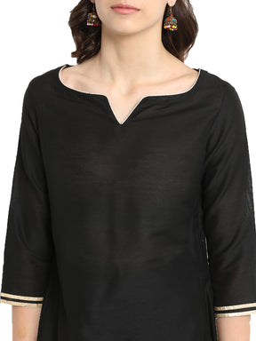 Black Banarasi Asymmetric Kurta