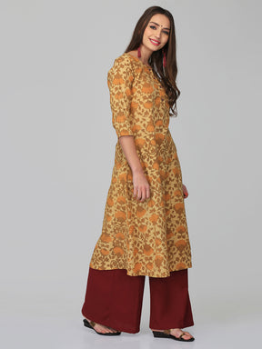 Abhishti Earthy Dabu A line Kurta