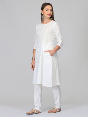 Abhsihti Cotton Linen kurta with pockets
